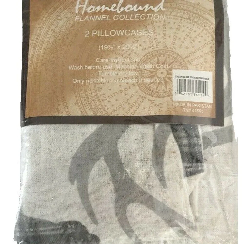 Luxury Double Brushed Flannel Standard Pillowcases Reindeer Deer Head Set of 2